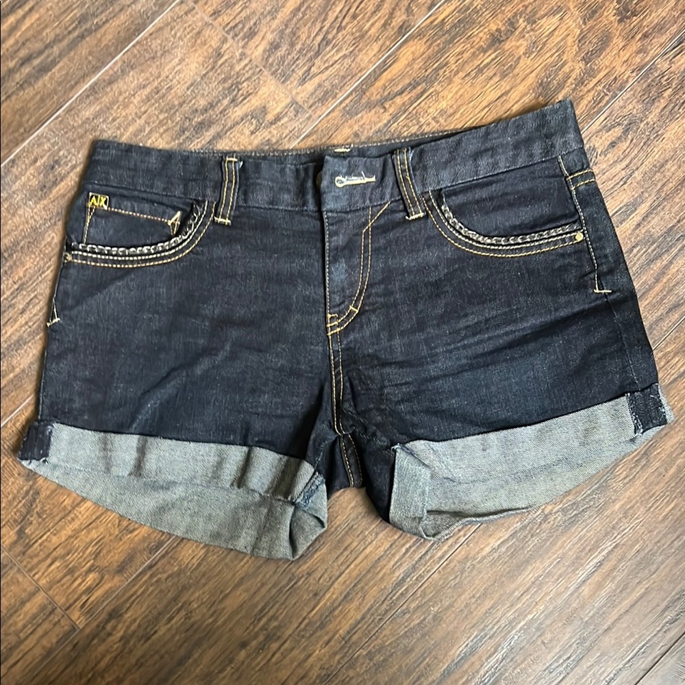 Armani Exchange Black Jean Shorts with Rolled Hems
